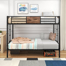 Sleek Twin Metal Bunk Bed Frame With Ladder, Black (96817263) - HBG