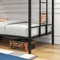 Sleek Twin Metal Bunk Bed Frame With Ladder, Black (96817263) - HBG