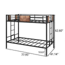 Sleek Twin Metal Bunk Bed Frame With Ladder, Black (96817263) - HBG