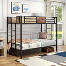 Sleek Twin Metal Bunk Bed Frame With Ladder, Black (96817263) - HBG