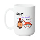 SOY IN LOVE MUG - Premium Large White Round BPA-Free Cute Ceramic Coffee Tea Mug With C-Handle, Side View