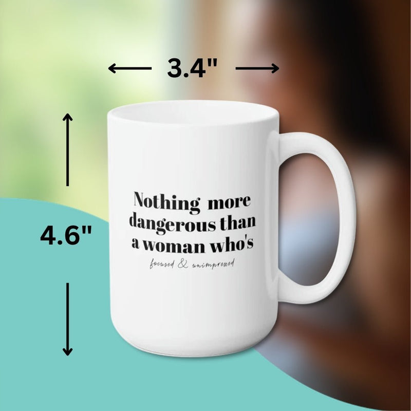 STRONG WOMEN GROWTH MUG - Premium Large White Round BPA-Free Cute Ceramic Coffee Tea Mug With Measurement View