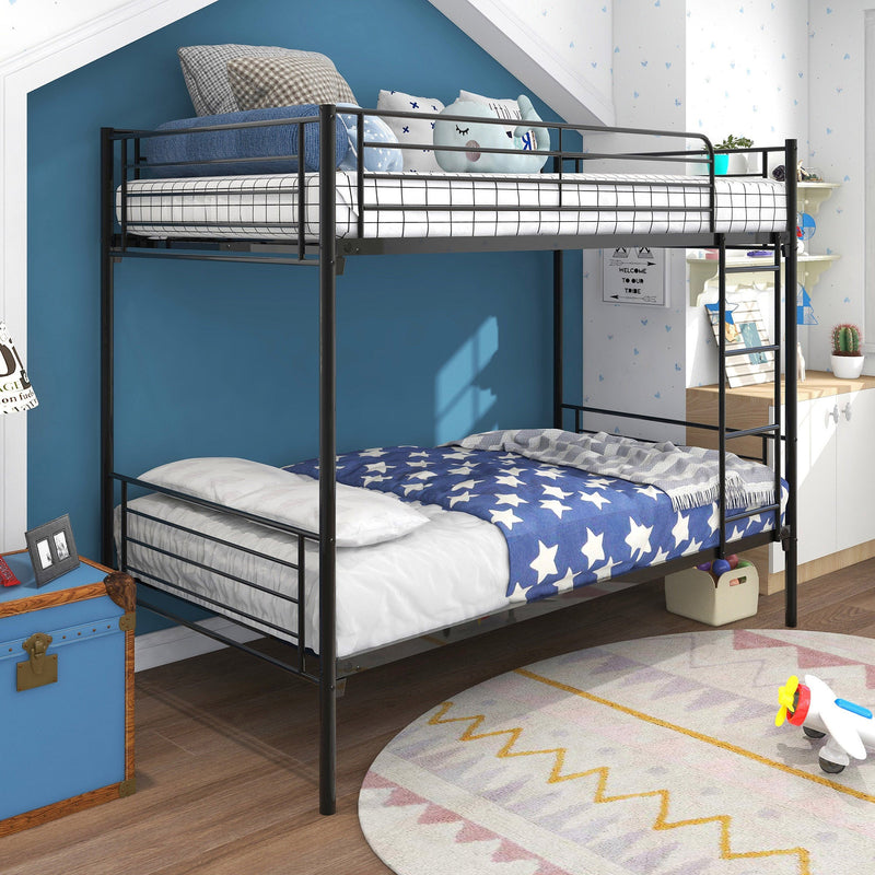 Sturdy Twin Metal Bunk Bed Frame With Ladder, Black (96387521) - HBG