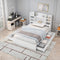 Stylish Full-Size Bed Frame With Storage And Shelves, White (96387651) - HBG