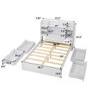 Stylish Full-Size Bed Frame With Storage And Shelves, White (96387651) - HBG