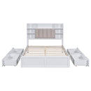 Stylish Full-Size Bed Frame With Storage And Shelves, White (96387651) - HBG