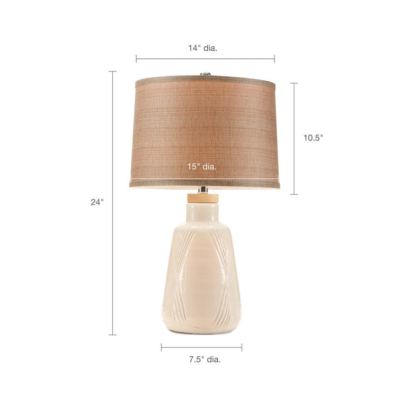 Stylish Polyester Boho Textured Ceramic Ivory Table Lamp (93714852) - HBG