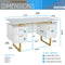 TECHNI MOBILI Premium White And Gold Desk With Drawers, 51.3" (97268531) - HBG