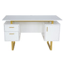 TECHNI MOBILI Premium White And Gold Desk With Drawers, 51.3" (97268531) - HBG