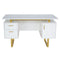 TECHNI MOBILI Premium White And Gold Desk With Drawers, 51.3" (97268531) - HBG