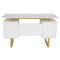 TECHNI MOBILI Premium White And Gold Desk With Drawers, 51.3" (97268531) - HBG