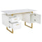 TECHNI MOBILI Premium White And Gold Desk With Drawers, 51.3" (97268531) - HBG