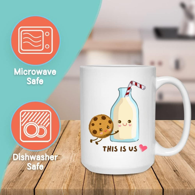 THIS IS US LOVE MUG - Premium Large White Round BPA-Free Cute Ceramic Coffee Tea Mug With C-Handle, 15OZ Features, Text View