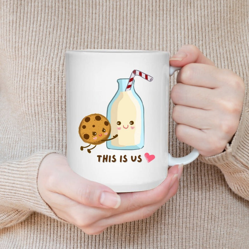 THIS IS US LOVE MUG - Premium Large White Round BPA-Free Cute Ceramic Coffee Tea Mug With C-Handle, Demonstration View