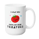 TOMATO LOVE MUG - Premium Large White Round BPA-Free Cute Ceramic Coffee Tea Mug With C-Handle, Side View