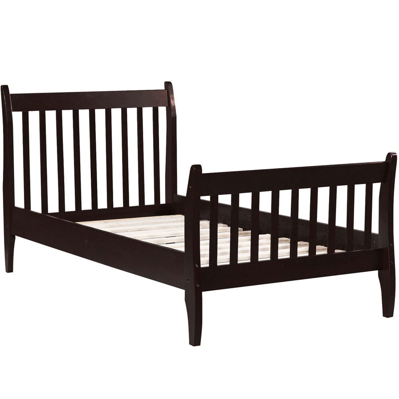 TOPMAX Sturdy Twin Wooden Bed Frame With Slat Support, Espresso (96384651) - HBG