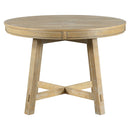 TREXM 6-Person Natural Solid Wood Round Extendable Farmhouse Dining Table, 58" (HBG71598) - HBG