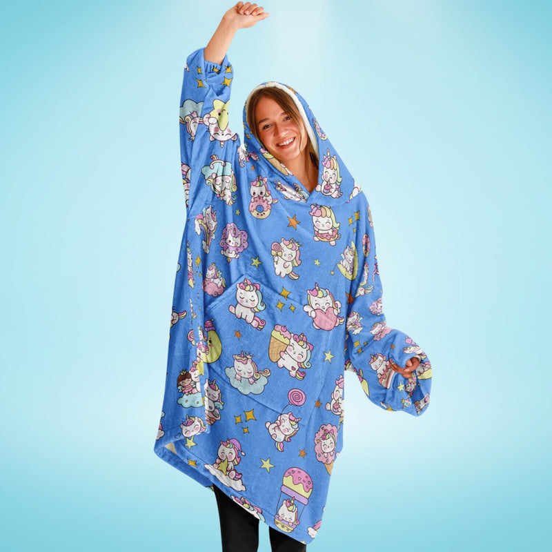 UNICORN SLEEP HOODIE - Premium Soft Polyester Wearable Snug Hoodie Blanket With Plush Hood (4824330) - HBG