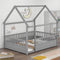 Unique Full-Size Wooden Bed Frame With House Roof, Gray (97928531) - HBG