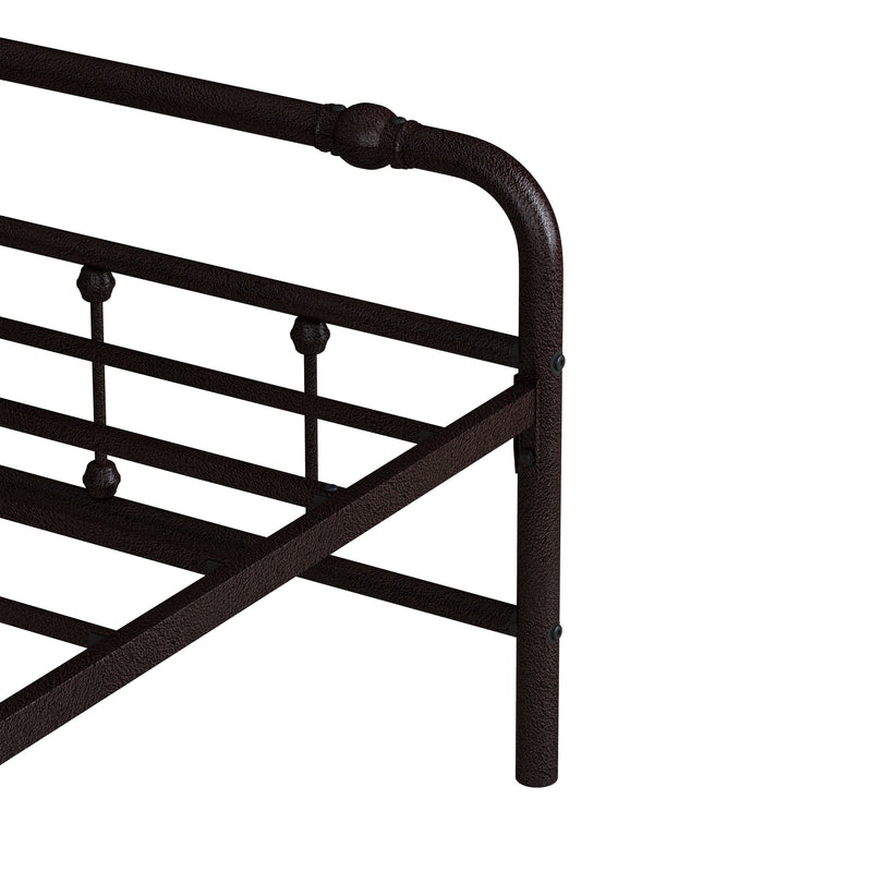 Victorian Style King-Sized Metal Bed Frame With Iron Headboard, Brown (96287351) - HBG