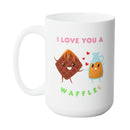 WAFFLE LOVE MUG - Premium Large White Round BPA-Free Cute Ceramic Coffee Tea Mug With C-Handle,Side View