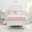 WALKER EDISON ANTIQUA Charming Metal Pipe Twin Frame Bed W/ Vintage Appeal & Powder-Coated Finish Back View