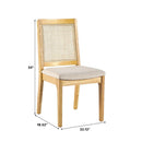 WALKER EDISON Solid Wood Dining Chair With Inset Rattan Back, Set Of 2 (HBG67389) - HBG