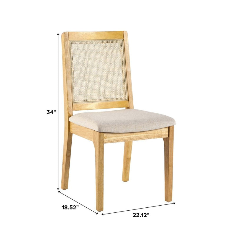 WALKER EDISON Solid Wood Dining Chair With Inset Rattan Back, Set Of 2 (HBG67389) - HBG