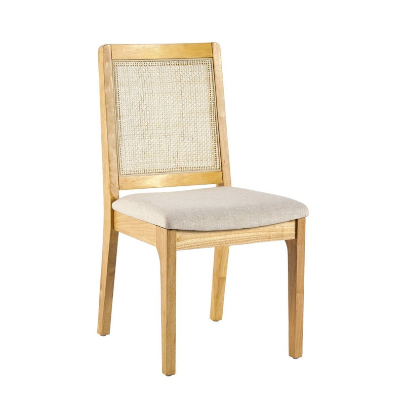 WALKER EDISON Solid Wood Dining Chair With Inset Rattan Back, Set Of 2 (HBG67389) - HBG