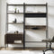 WALKER EDISON Stylish Industrial Office Set - 2 Ladder Desk & Bookshelf With Cabinet Storage (HBG96428) - HBG