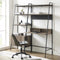 WALKER EDISON Stylish Industrial Office Set - 2 Ladder Desk & Bookshelf With Cabinet Storage (HBG96428) - HBG