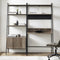 WALKER EDISON Stylish Industrial Office Set - 2 Ladder Desk & Bookshelf With Cabinet Storage (HBG96428) - HBG