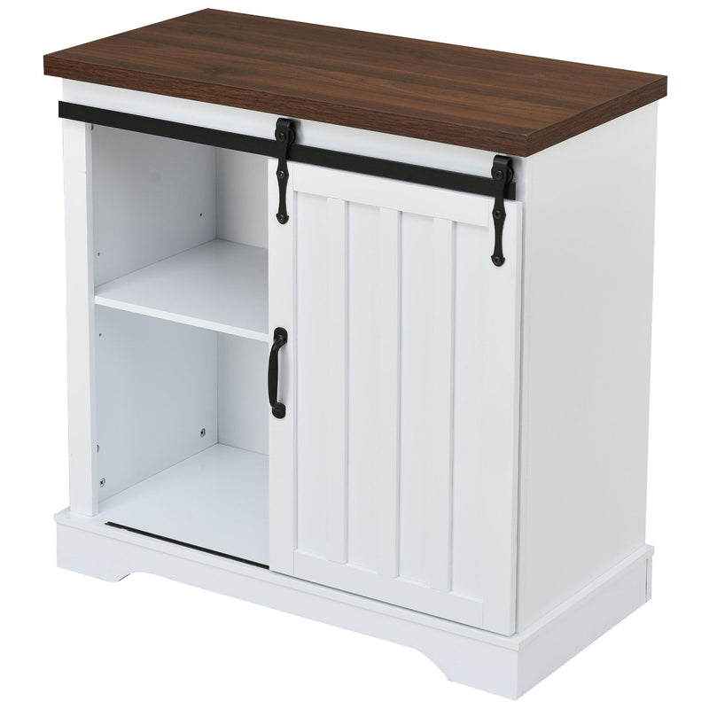 White Freestanding Bathroom Cabinet With Sliding Barn Door And Adjustable Shelf, 31.5" (92583162) - HBG