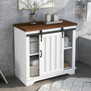 White Freestanding Bathroom Cabinet With Sliding Barn Door And Adjustable Shelf, 31.5" (92583162) - HBG