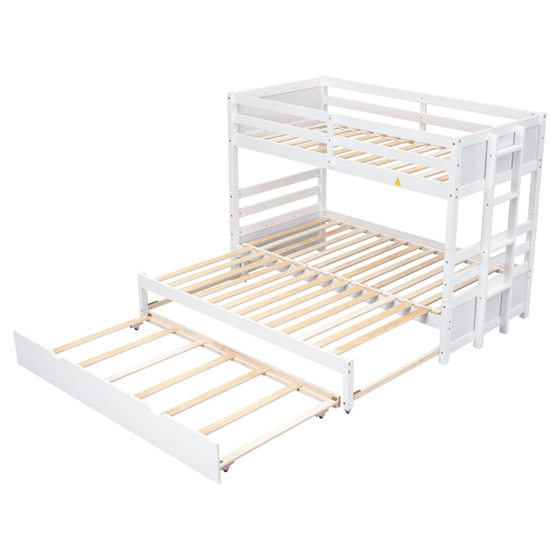 White Pine Wood Twin Bunk Bed With Pull-Out Trundle (97231685) - HBG