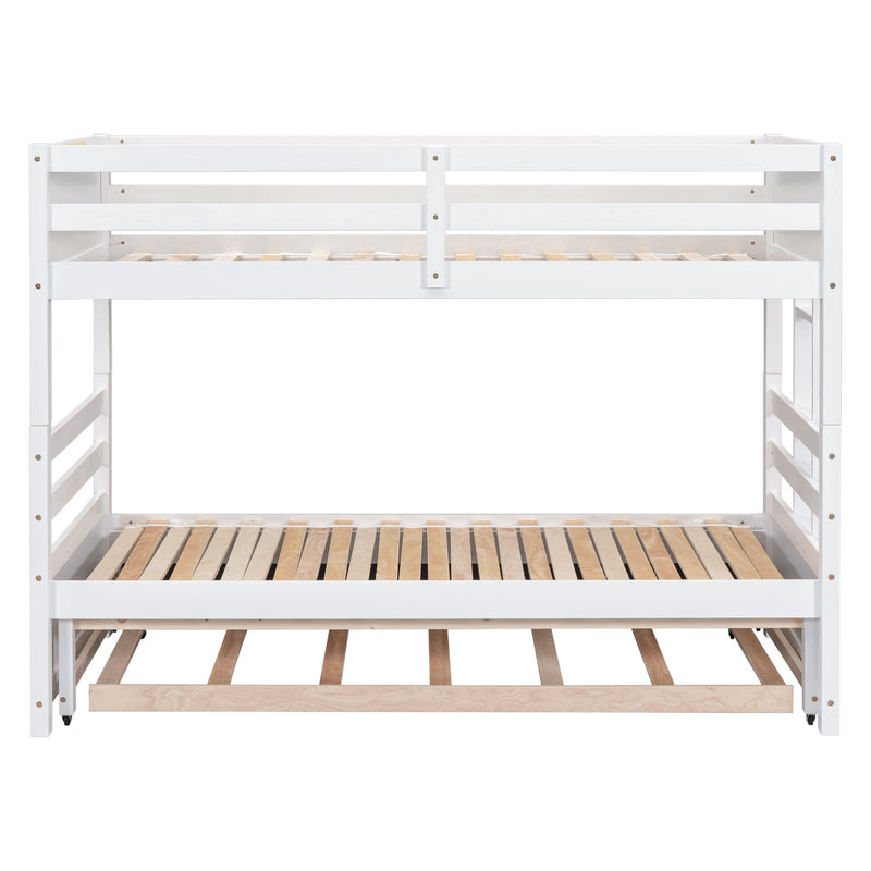 White Pine Wood Twin Bunk Bed With Pull-Out Trundle (97231685) - HBG