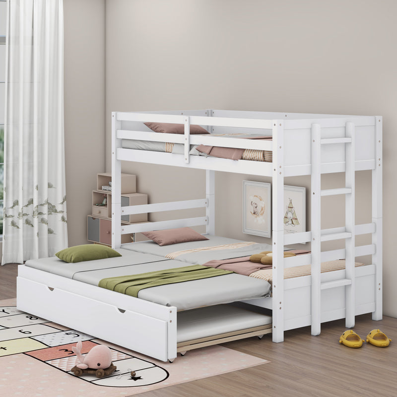 White Pine Wood Twin Bunk Bed With Pull-Out Trundle (97231685) - HBG