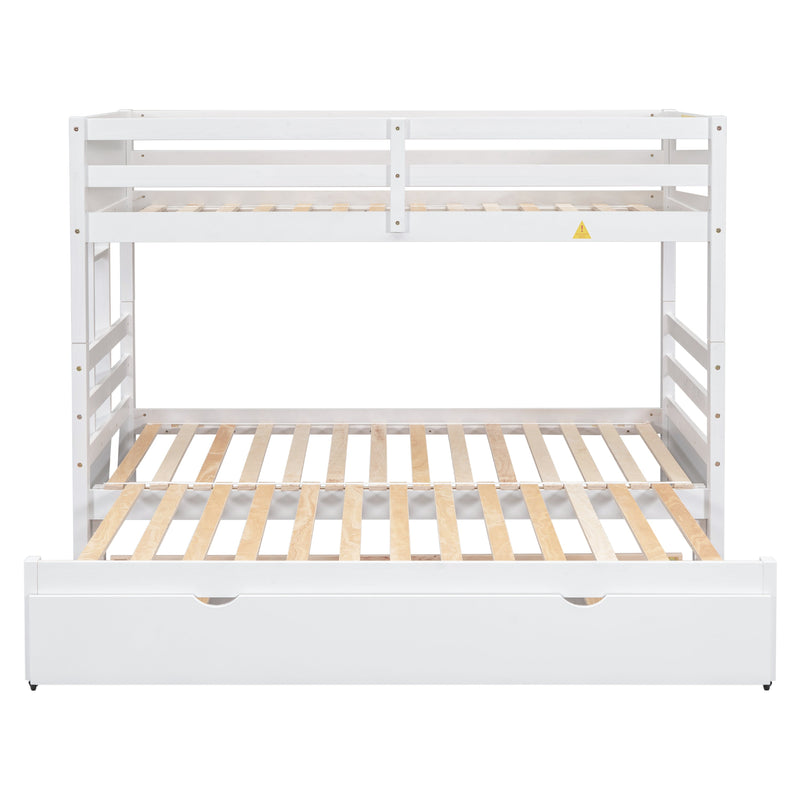 White Pine Wood Twin Bunk Bed With Pull-Out Trundle (97231685) - HBG