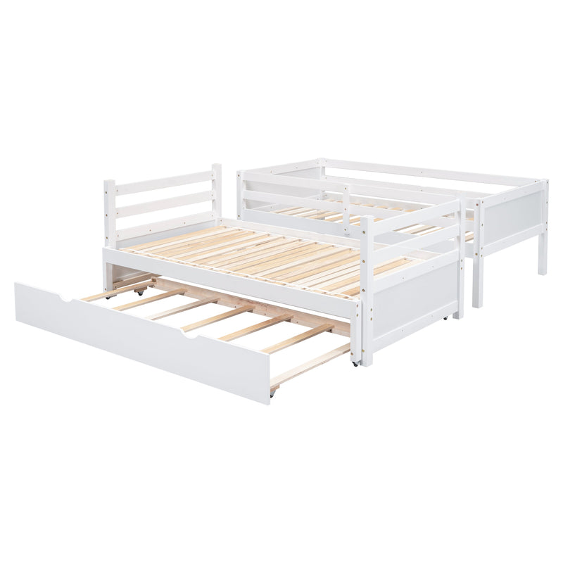 White Pine Wood Twin Bunk Bed With Pull-Out Trundle (97231685) - HBG